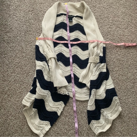Wet Seal Nautical Striped Blue Cream Sweater Vest - Picture 5 of 9